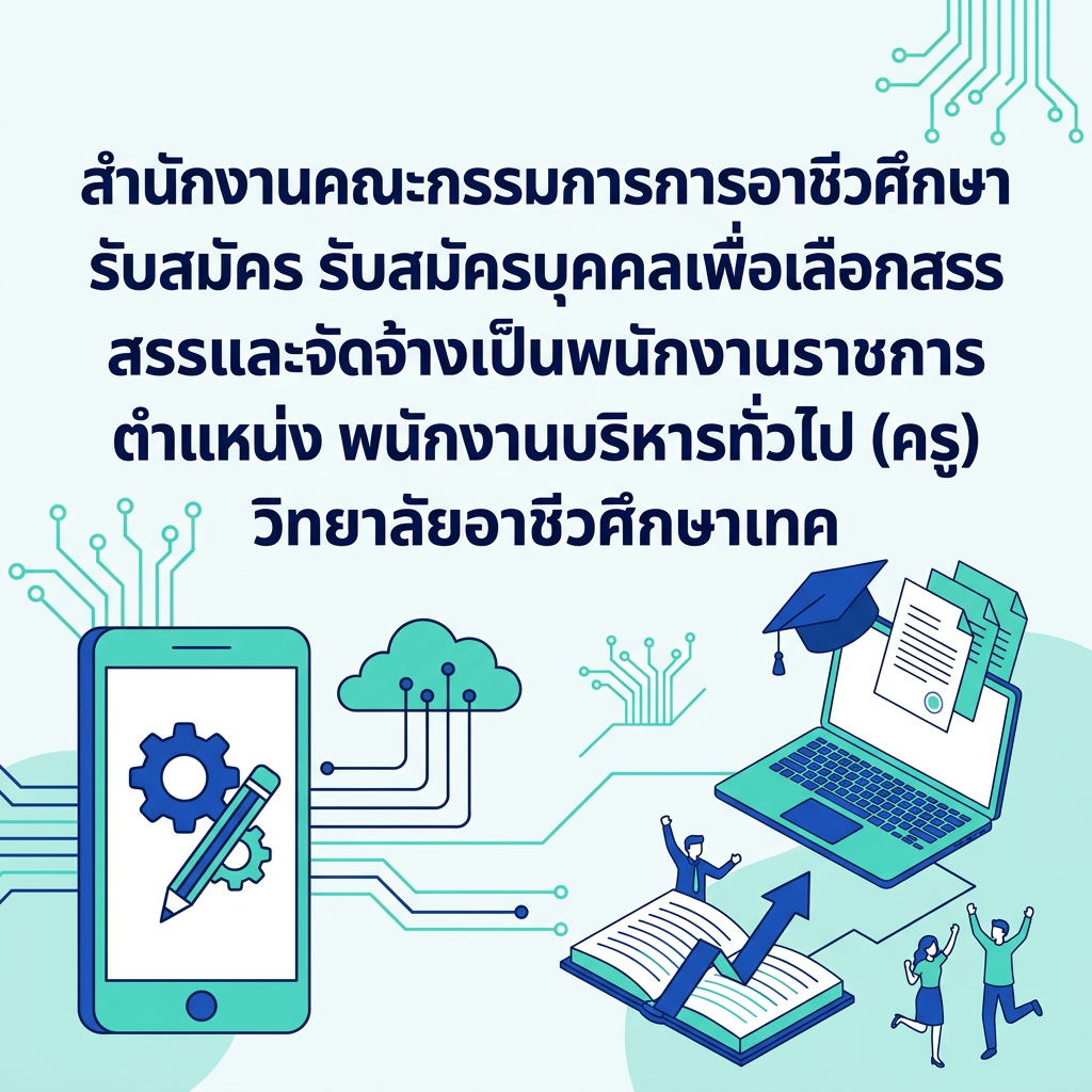 สำนักงานคณะกรรมการการอาชีวศึกษา รับสมัคร รับสมัครบุคคลเพื่อเลือกสรรและจัดจ้างเป็นพนักงานราชการ ตำแหน่ง พนักงานบริหารทั่วไป (ครู) วิทยาลัยอาชีวศึกษาเทค